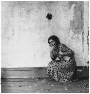 Eating the darkness songwriting inspiration Francesca Woodman polka dot dress peeling wallpaper floorboards empty room abandoned house self-portrait